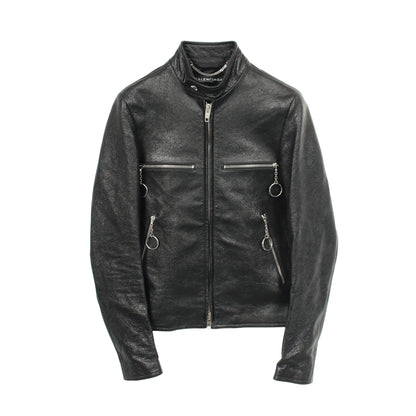 シングル ライダースジャケット レザー ブラック バレンシアガ アウター BALENCIAGA