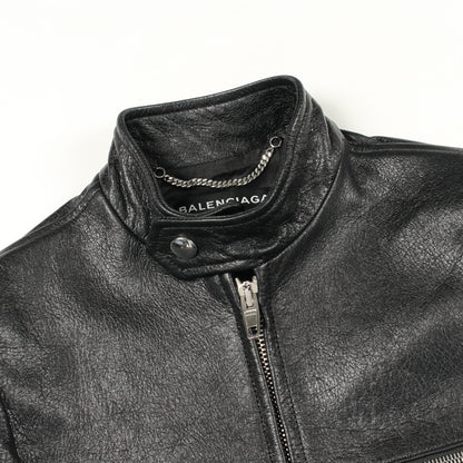 シングル ライダースジャケット レザー ブラック バレンシアガ アウター BALENCIAGA