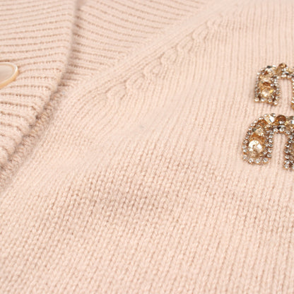 カーディガン カシミヤ ピンクベージュ ビジュー ミュウミュウ トップス miu miu