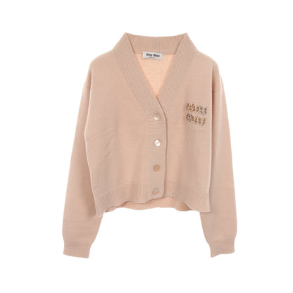 カーディガン カシミヤ ピンクベージュ ビジュー ミュウミュウ トップス miu miu