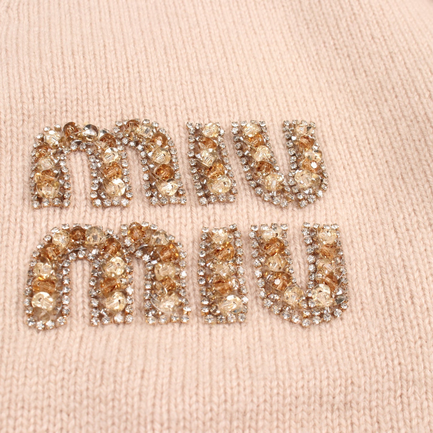 カーディガン カシミヤ ピンクベージュ ビジュー ミュウミュウ トップス miu miu