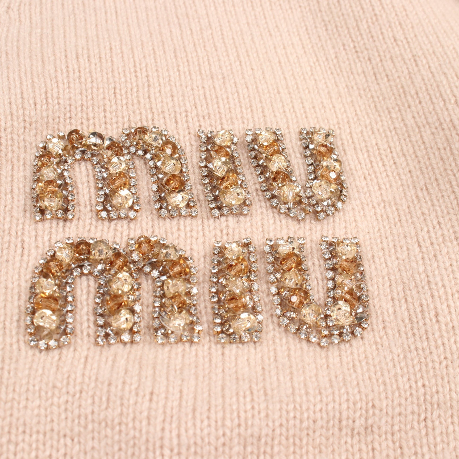 カーディガン カシミヤ ピンクベージュ ビジュー ミュウミュウ トップス miu miu