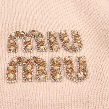 カーディガン カシミヤ ピンクベージュ ビジュー ミュウミュウ トップス miu miu