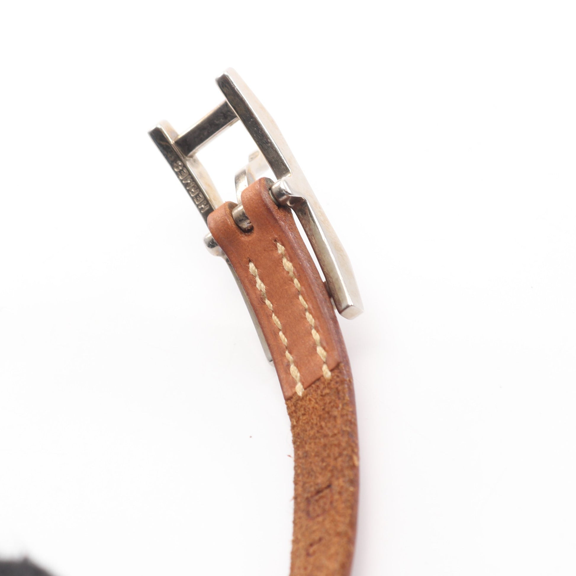 アピ3 タンデム ブレスレット レザー ライトブラウン シルバー □G刻印 エルメス アクセサリー HERMES