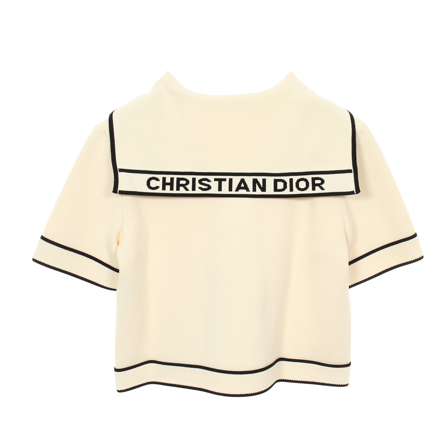 セーラーカラー ショートスリーブ ジャケット レーヨン オフホワイト ブラック クリスチャンディオール アウター Christian Dior