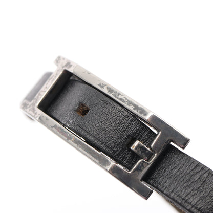 アピ3 タンデム ブレスレット レザー ブラック シルバー □G刻印 エルメス アクセサリー HERMES