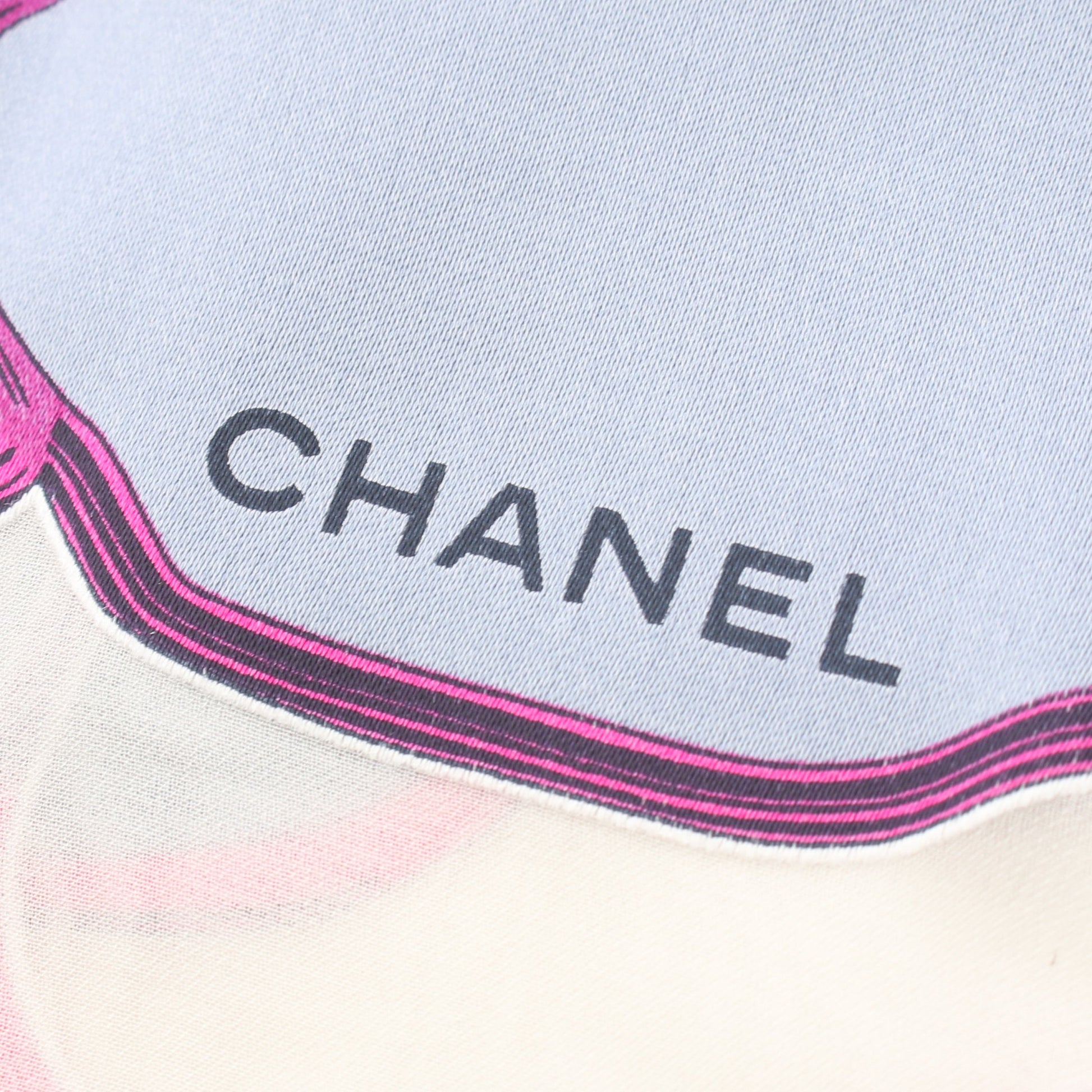 ココマーク カメリア ストール ビスコース シルク ホワイト ブルーグレー ピンクパープル シャネル 財布・小物 CHANEL