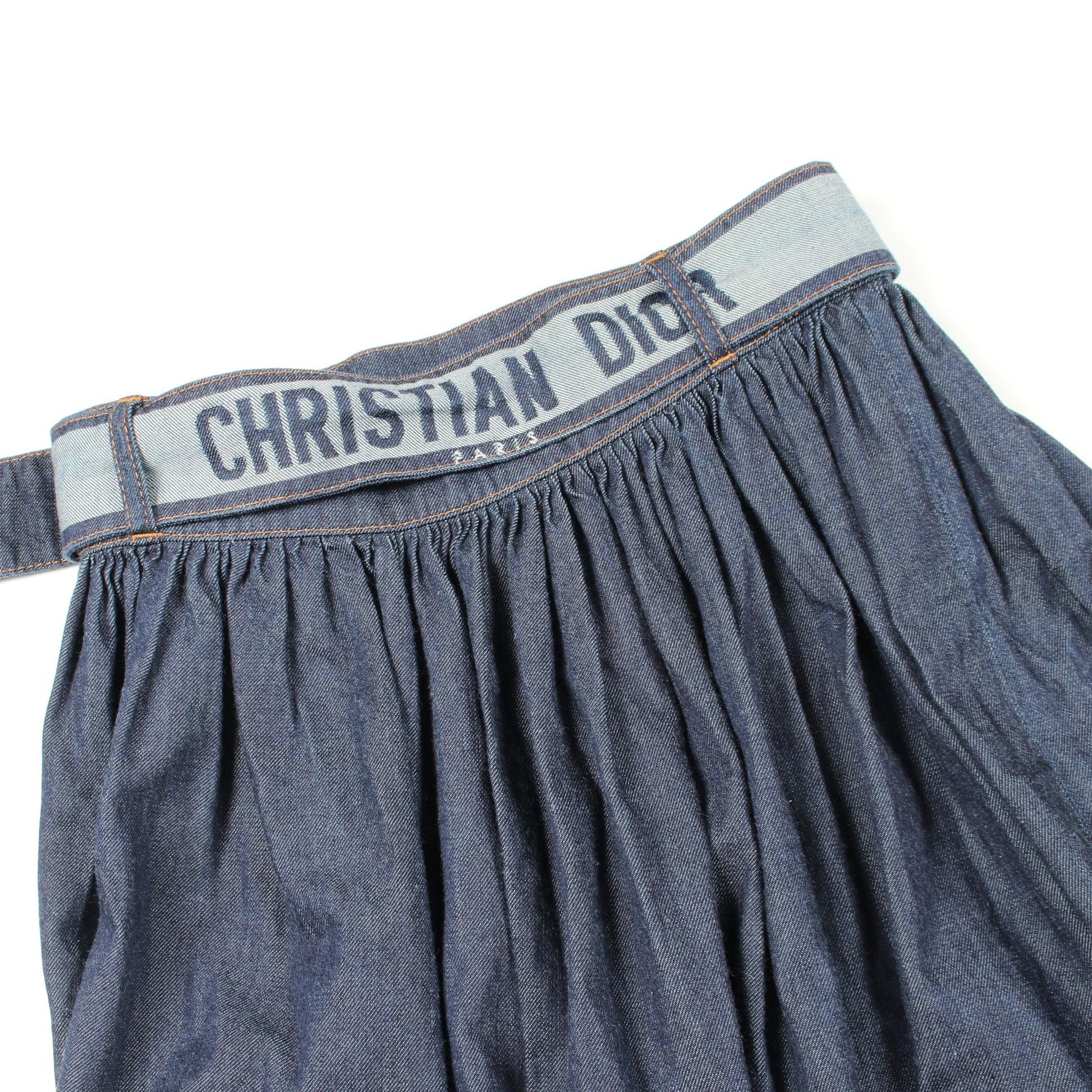 ロゴベルトデニム スカート コットン インディゴブルー クリスチャンディオール ボトムス Christian Dior