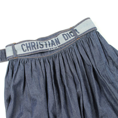 ロゴベルトデニム スカート コットン インディゴブルー クリスチャンディオール ボトムス Christian Dior