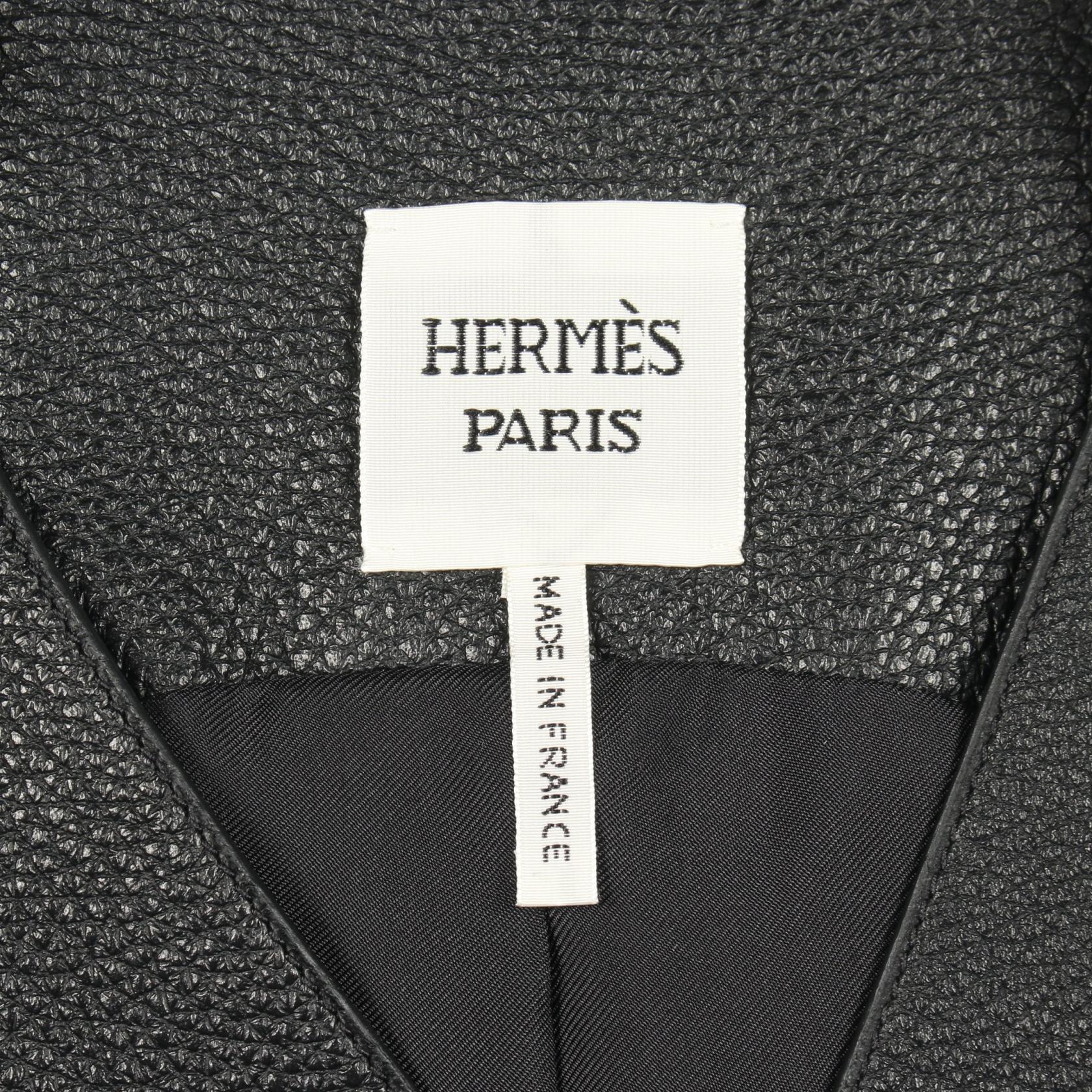 セリエボタン ロングジレ ベスト ディアスキン ブラック エルメス アウター HERMES