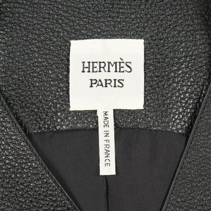 セリエボタン ロングジレ ベスト ディアスキン ブラック エルメス アウター HERMES