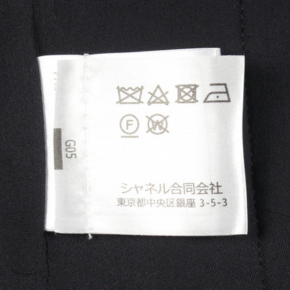 ビジューボタン ツイード ノーカラージャケット ウール ネイビー シャネル アウター CHANEL