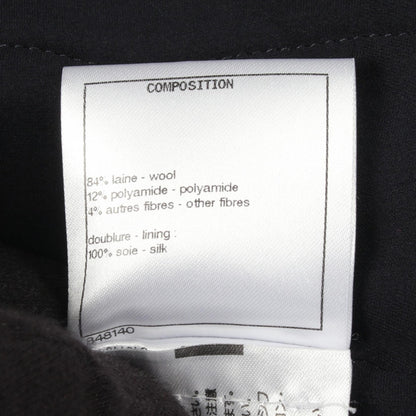 ビジューボタン ツイード ノーカラージャケット ウール ネイビー シャネル アウター CHANEL