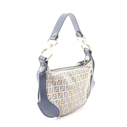 ズッキーノ ハンドバッグ キャンバス レザー ベージュ ネイビー フェンディ バッグ FENDI