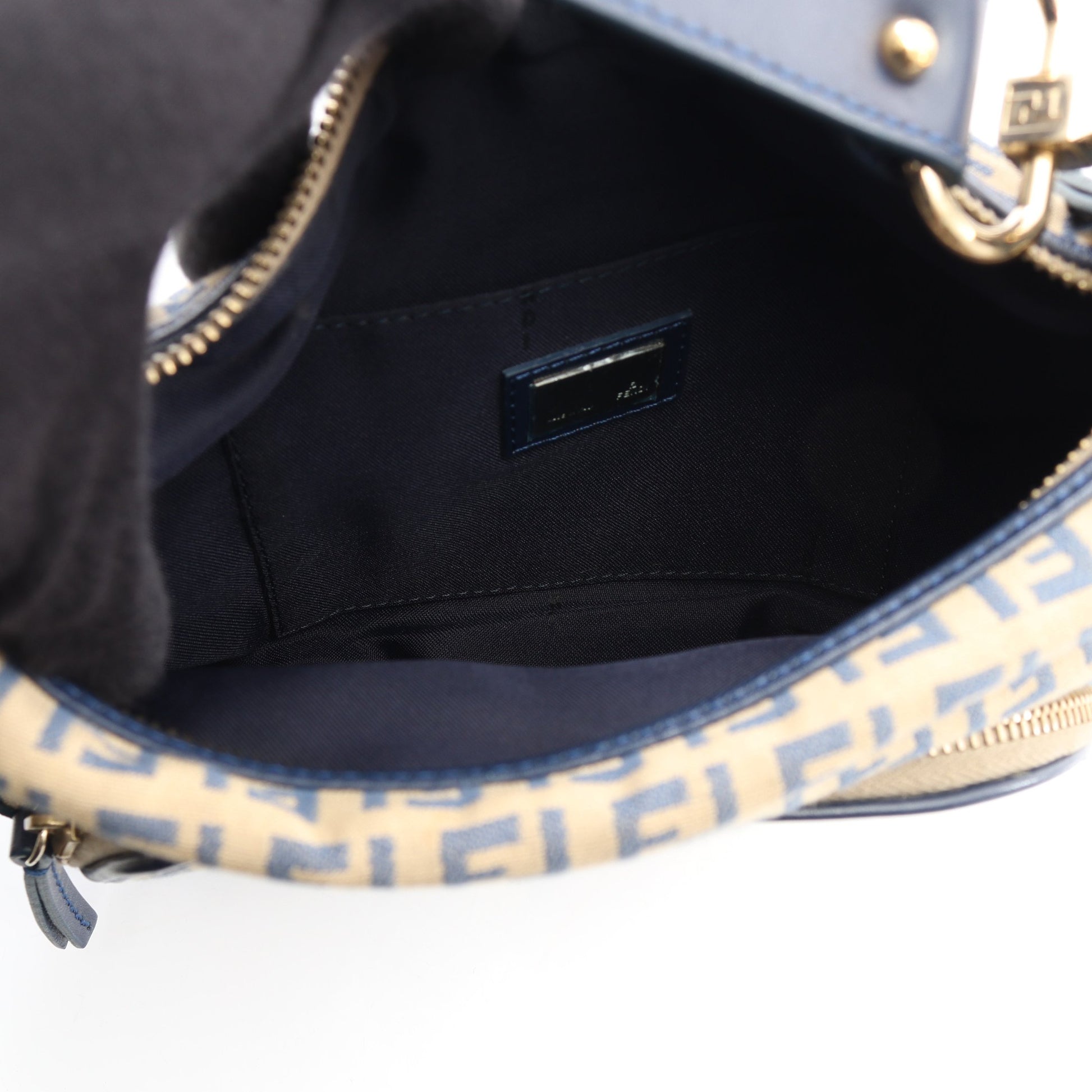 ズッキーノ ハンドバッグ キャンバス レザー ベージュ ネイビー フェンディ バッグ FENDI