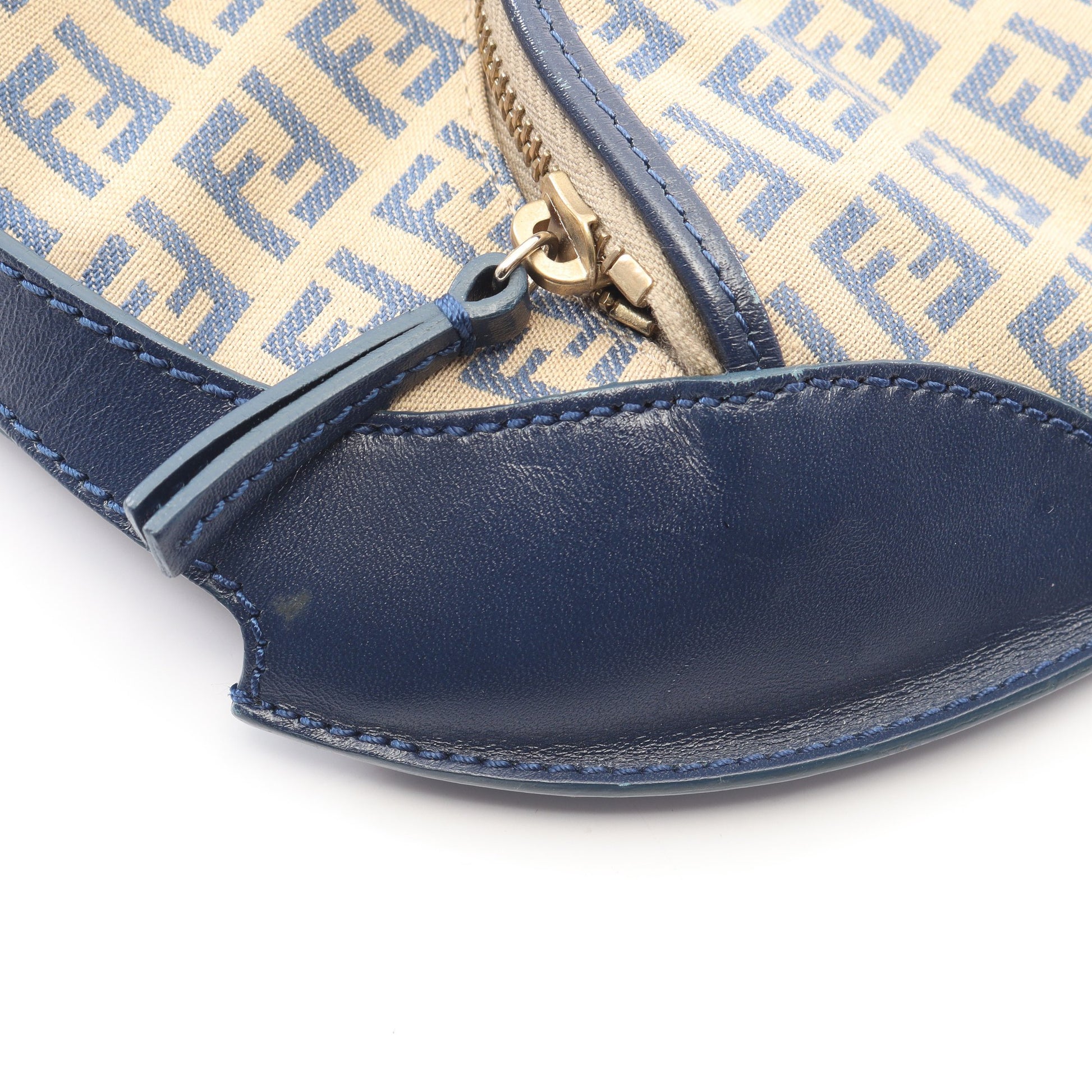 ズッキーノ ハンドバッグ キャンバス レザー ベージュ ネイビー フェンディ バッグ FENDI