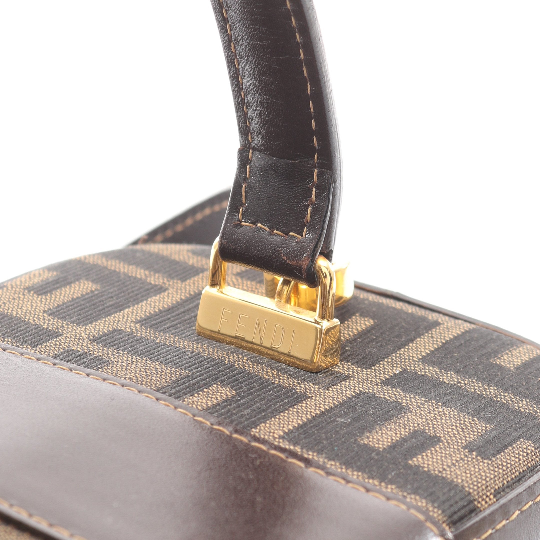 ズッカ バニティバッグ ハンドバッグ キャンバス レザー ブラウン