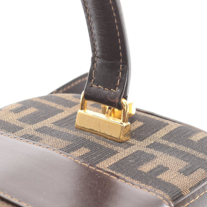 ズッカ バニティバッグ ハンドバッグ キャンバス レザー ブラウン ダークブラウン 2WAY フェンディ バッグ FENDI