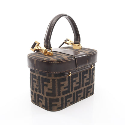 ズッカ バニティバッグ ハンドバッグ キャンバス レザー ブラウン ダークブラウン 2WAY フェンディ バッグ FENDI