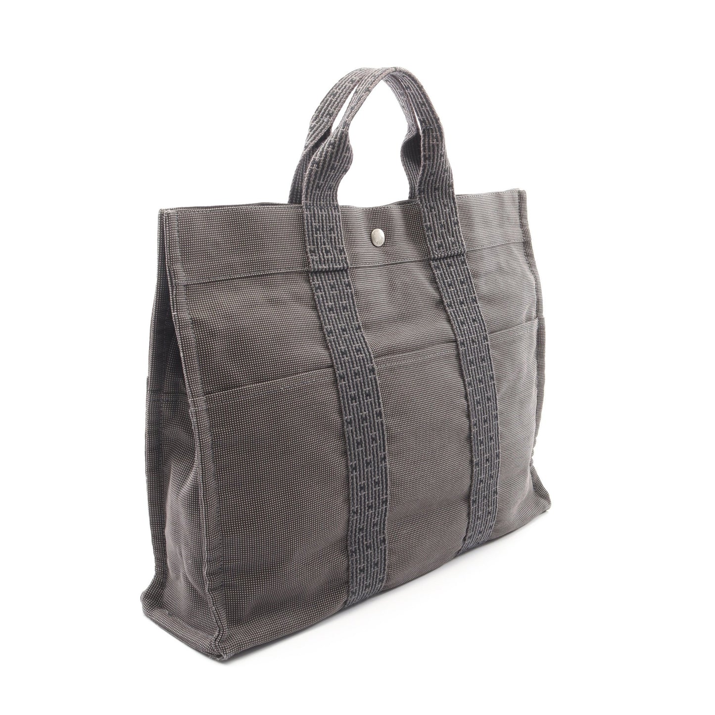 エールラインMM ハンドバッグ トートバッグ ナイロンキャンバス ダークグレー シルバー金具 エルメス バッグ HERMES