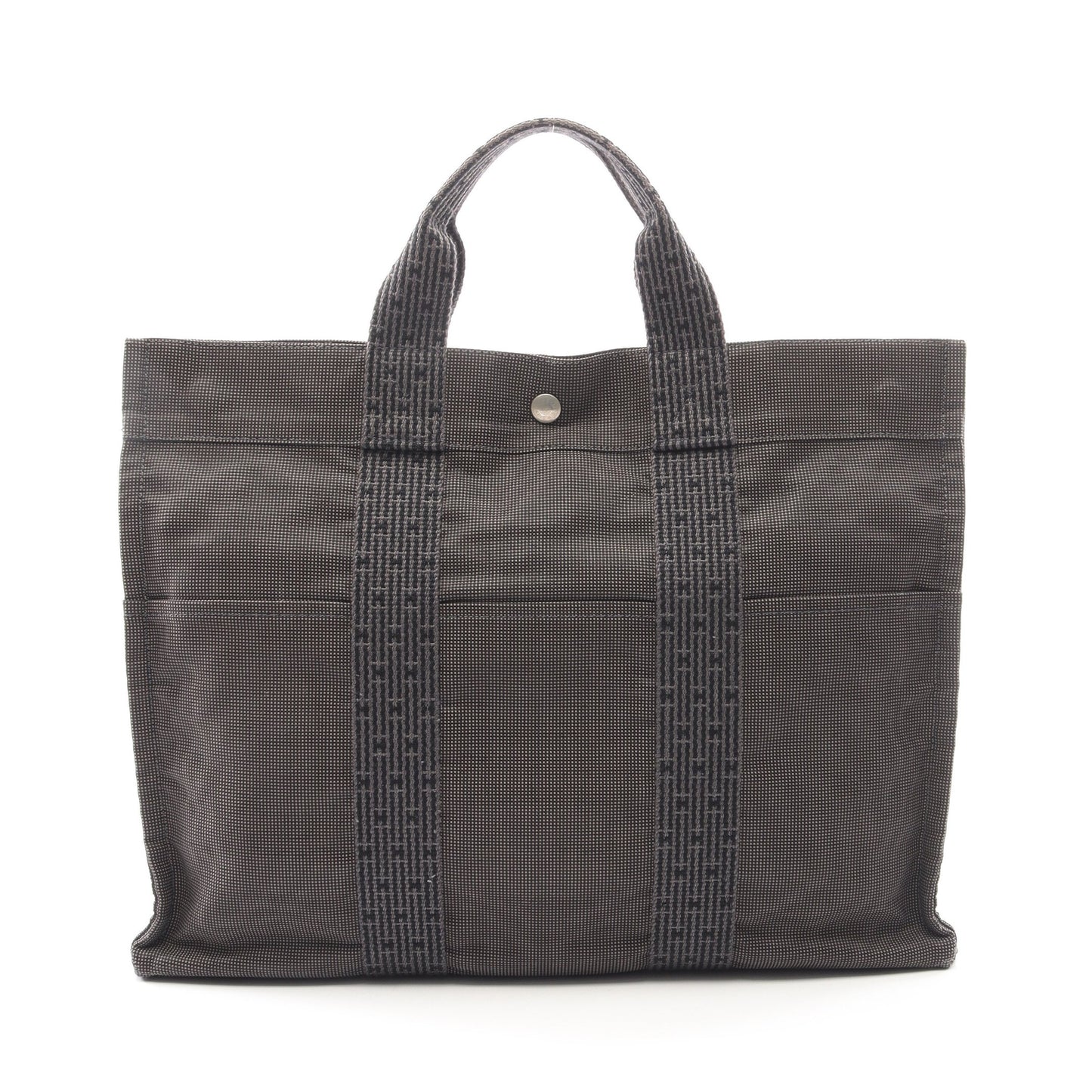 エールラインMM ハンドバッグ トートバッグ ナイロンキャンバス ダークグレー シルバー金具 エルメス バッグ HERMES