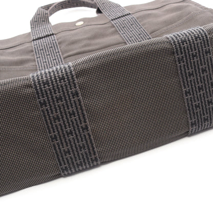 エールラインMM ハンドバッグ トートバッグ ナイロンキャンバス ダークグレー シルバー金具 エルメス バッグ HERMES