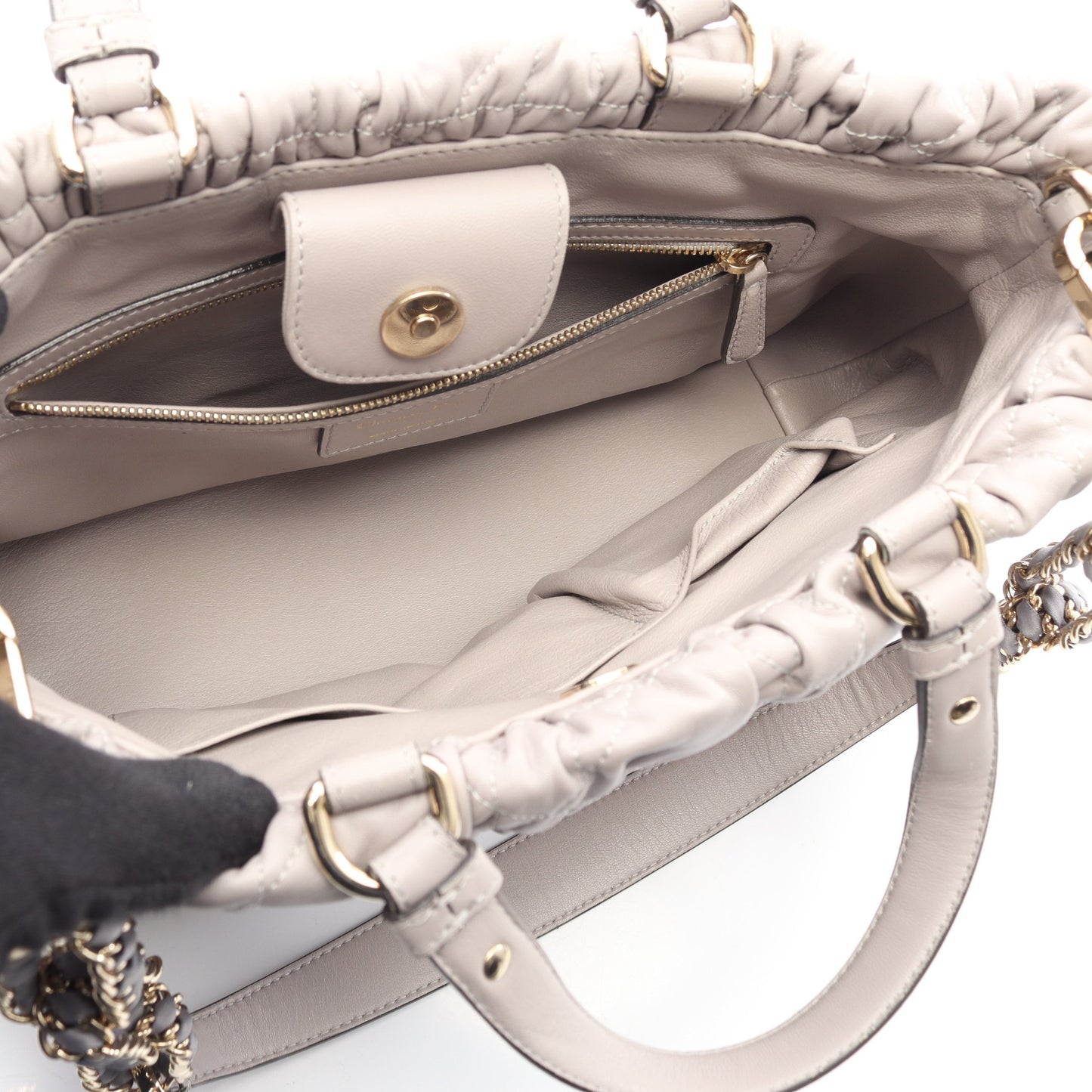 カナージュ ハンドバッグ レザー パープルグレー 2WAY クリスチャンディオール バッグ Christian Dior