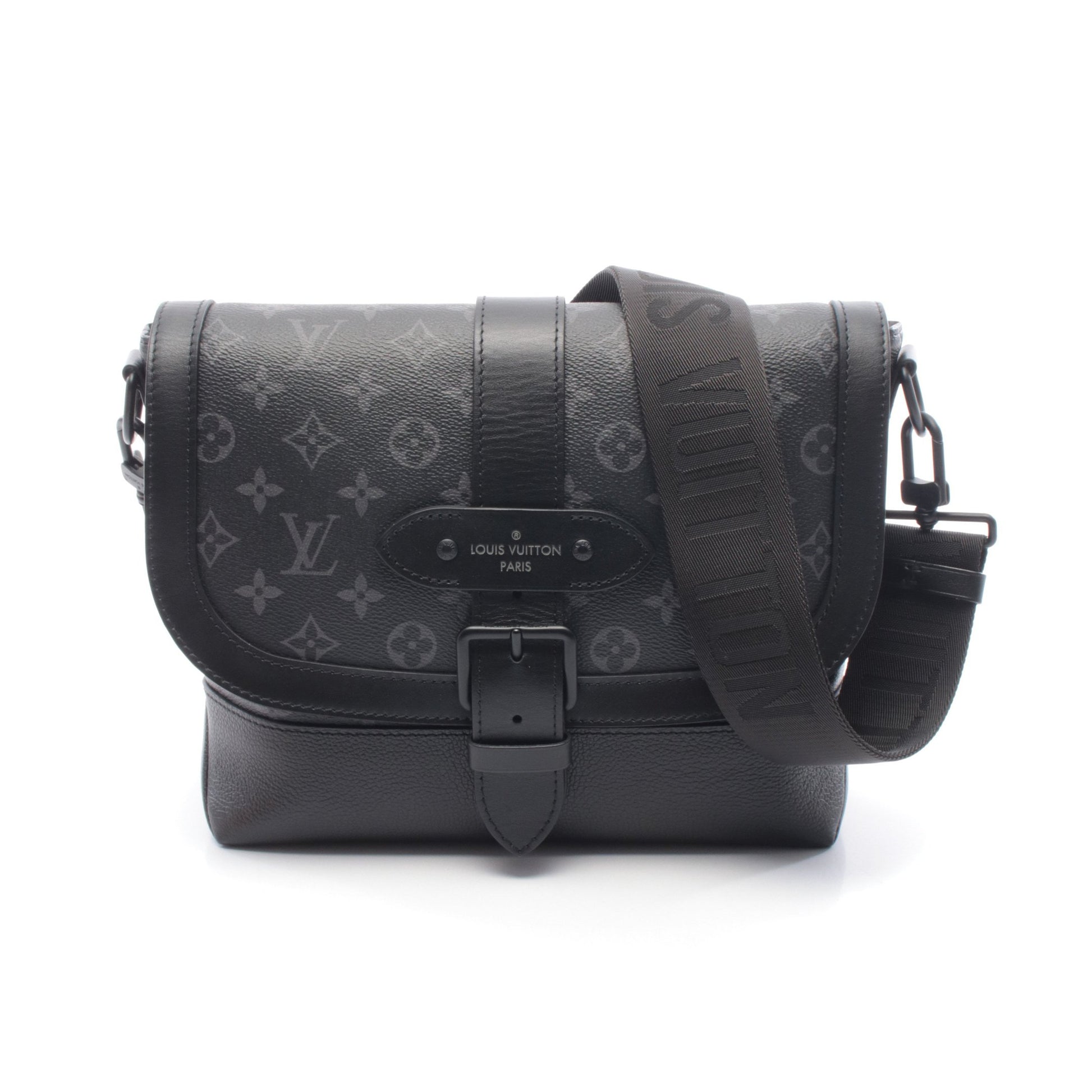 ソミュール メッセンジャー モノグラムエクリプス ショルダーバッグ PVC レザー ブラック ルイヴィトン バッグ LOUIS VUITTON