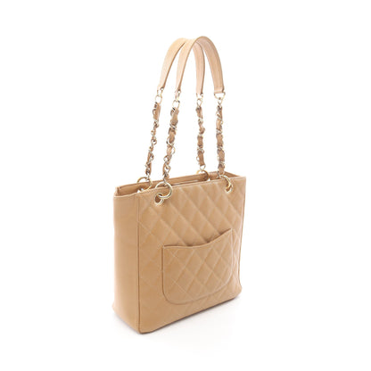 マトラッセ PST チェーンショルダーバッグ チェーントートバッグ キャビアスキン ベージュ ゴールド金具 シャネル バッグ CHANEL