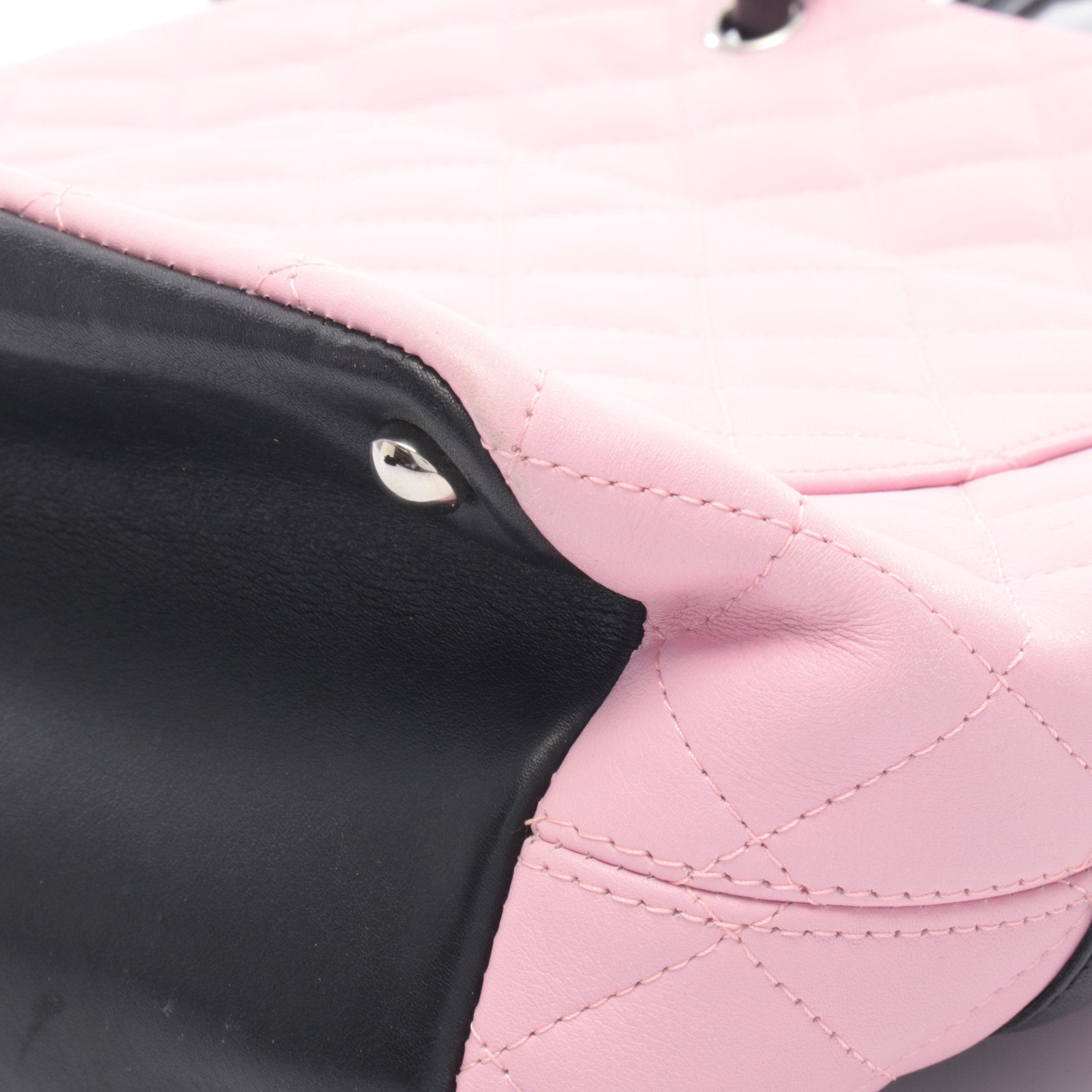 カンボンライン ミディアム ハンドバッグ トートバッグ レザー ピンク