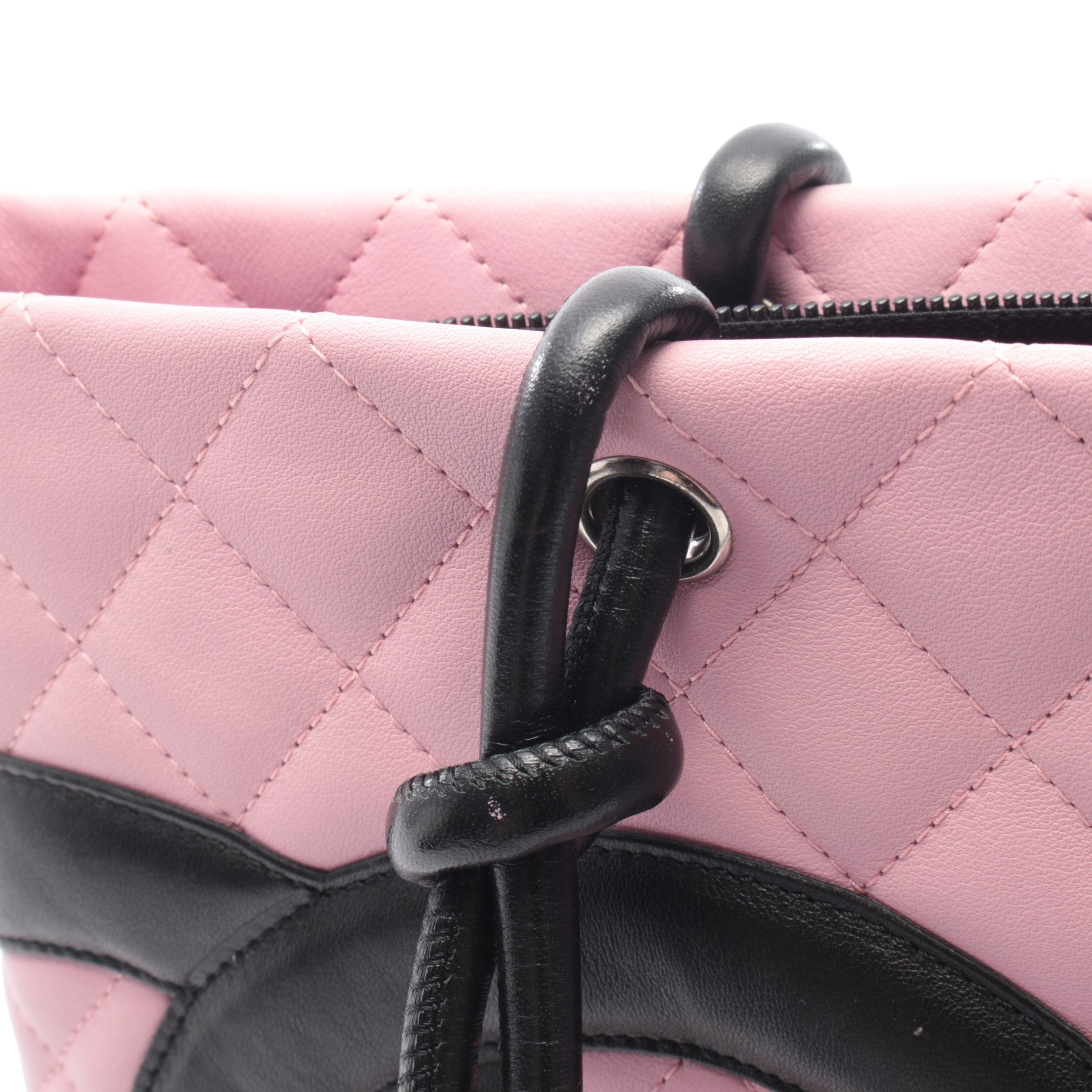 カンボンライン ミディアム ハンドバッグ トートバッグ レザー ピンク