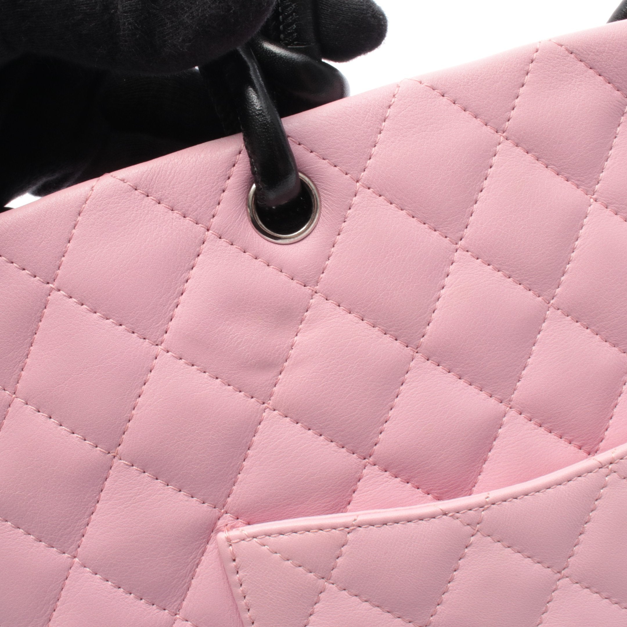 カンボンライン ミディアム ハンドバッグ トートバッグ レザー ピンク