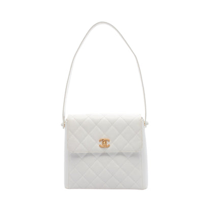 マトラッセ ワンショルダーバッグ キャビアスキン ホワイト ゴールド金具 シャネル バッグ CHANEL