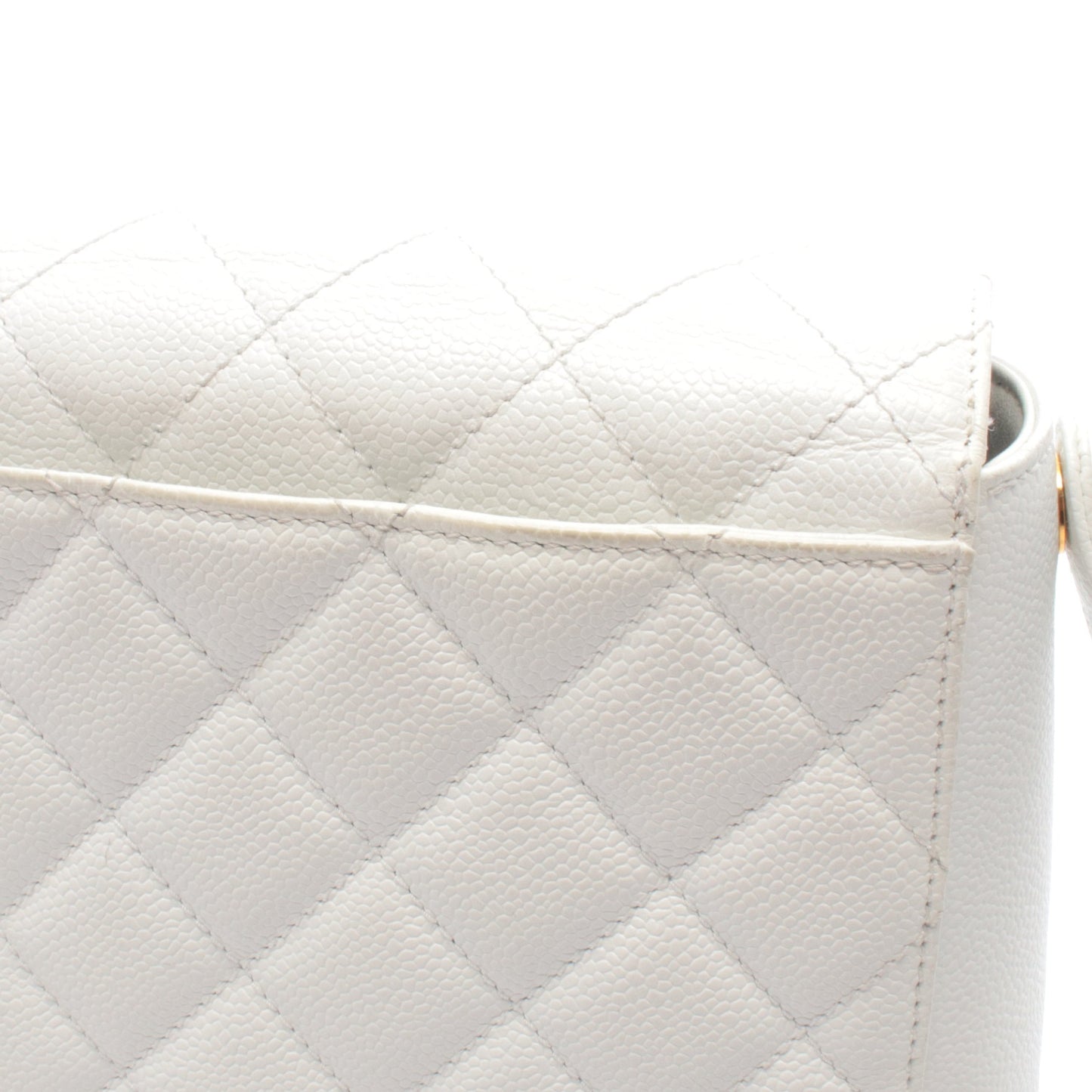 マトラッセ ワンショルダーバッグ キャビアスキン ホワイト ゴールド金具 シャネル バッグ CHANEL