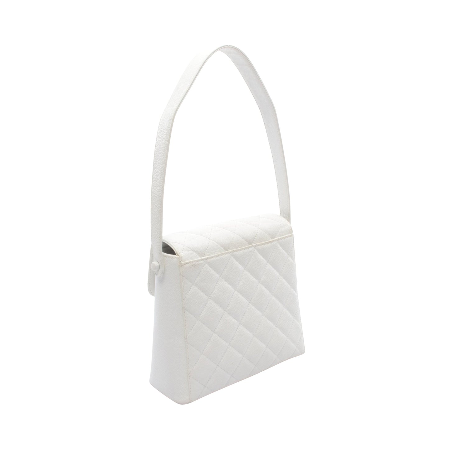 マトラッセ ワンショルダーバッグ キャビアスキン ホワイト ゴールド金具 シャネル バッグ CHANEL