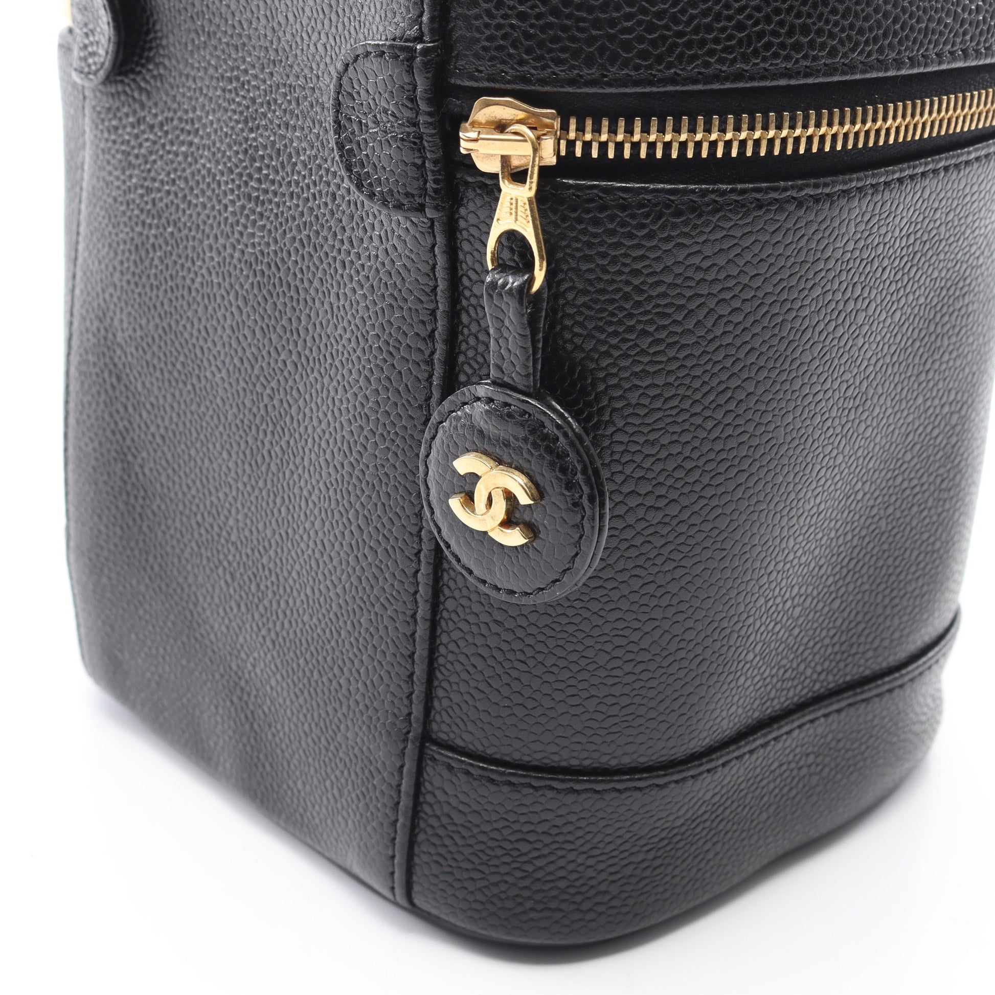 ココマーク ハンドバッグ バニティバッグ キャビアスキン ブラック ゴールド金具 シャネル バッグ CHANEL