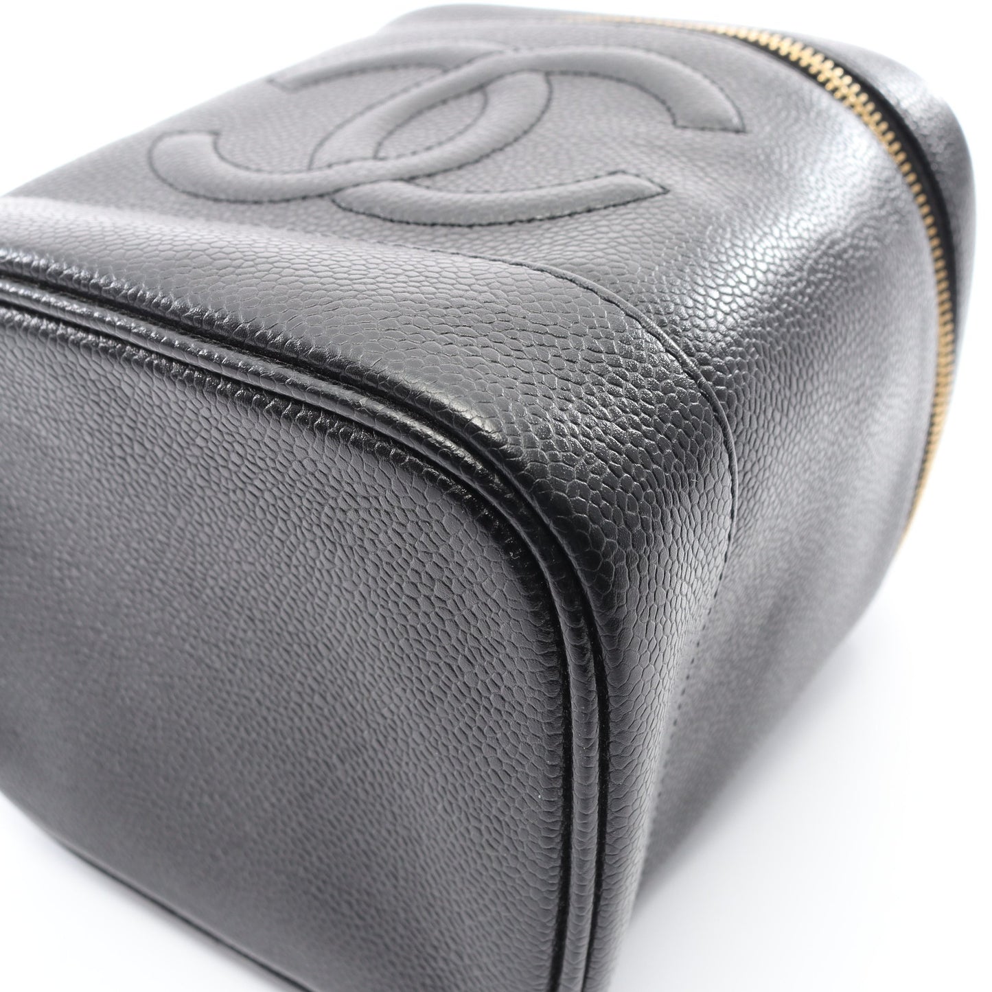 ココマーク ハンドバッグ バニティバッグ キャビアスキン ブラック ゴールド金具 シャネル バッグ CHANEL