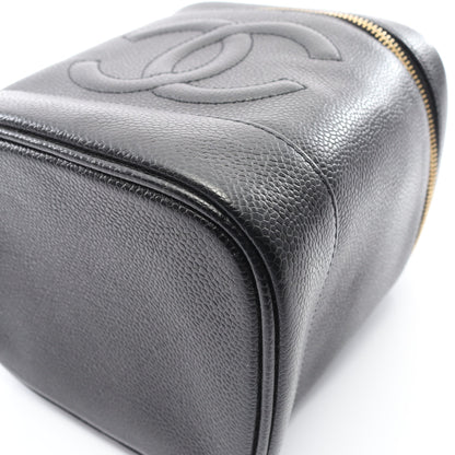 ココマーク ハンドバッグ バニティバッグ キャビアスキン ブラック ゴールド金具 シャネル バッグ CHANEL