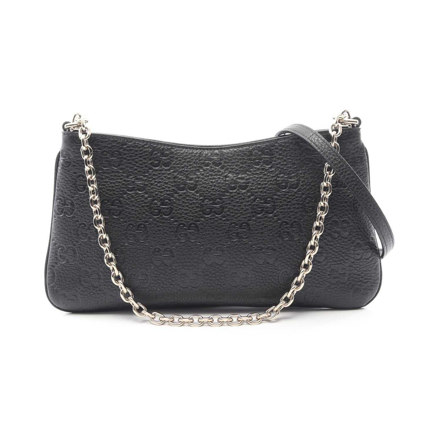 GGエンブレム ミディアム チェーンハンドバッグ レザー ブラック 2WAY グッチ バッグ GUCCI
