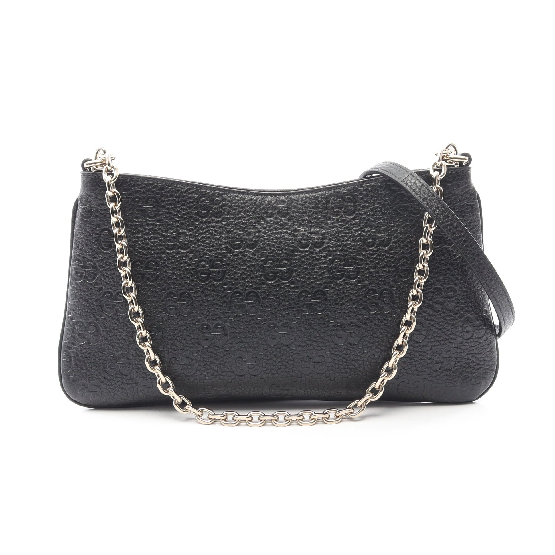 GGエンブレム ミディアム チェーンハンドバッグ レザー ブラック 2WAY グッチ バッグ GUCCI