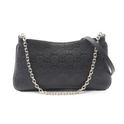 GGエンブレム ミディアム チェーンハンドバッグ レザー ブラック 2WAY グッチ バッグ GUCCI