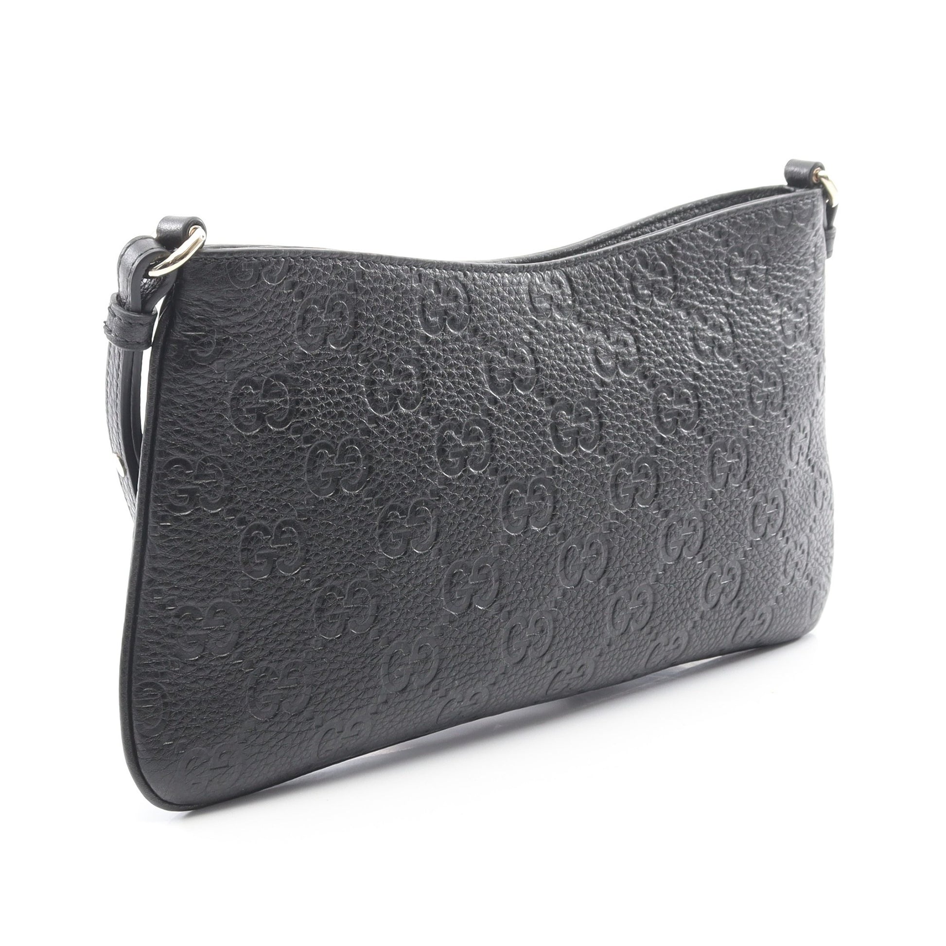 GGエンブレム ミディアム チェーンハンドバッグ レザー ブラック 2WAY グッチ バッグ GUCCI