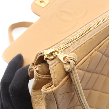 マトラッセ バックパック リュックサック ラムスキン ベージュ ゴールド金具 シャネル バッグ CHANEL