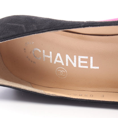 ココマーク パンプス スエード ブラック ピンクパープル シャネル シューズ CHANEL