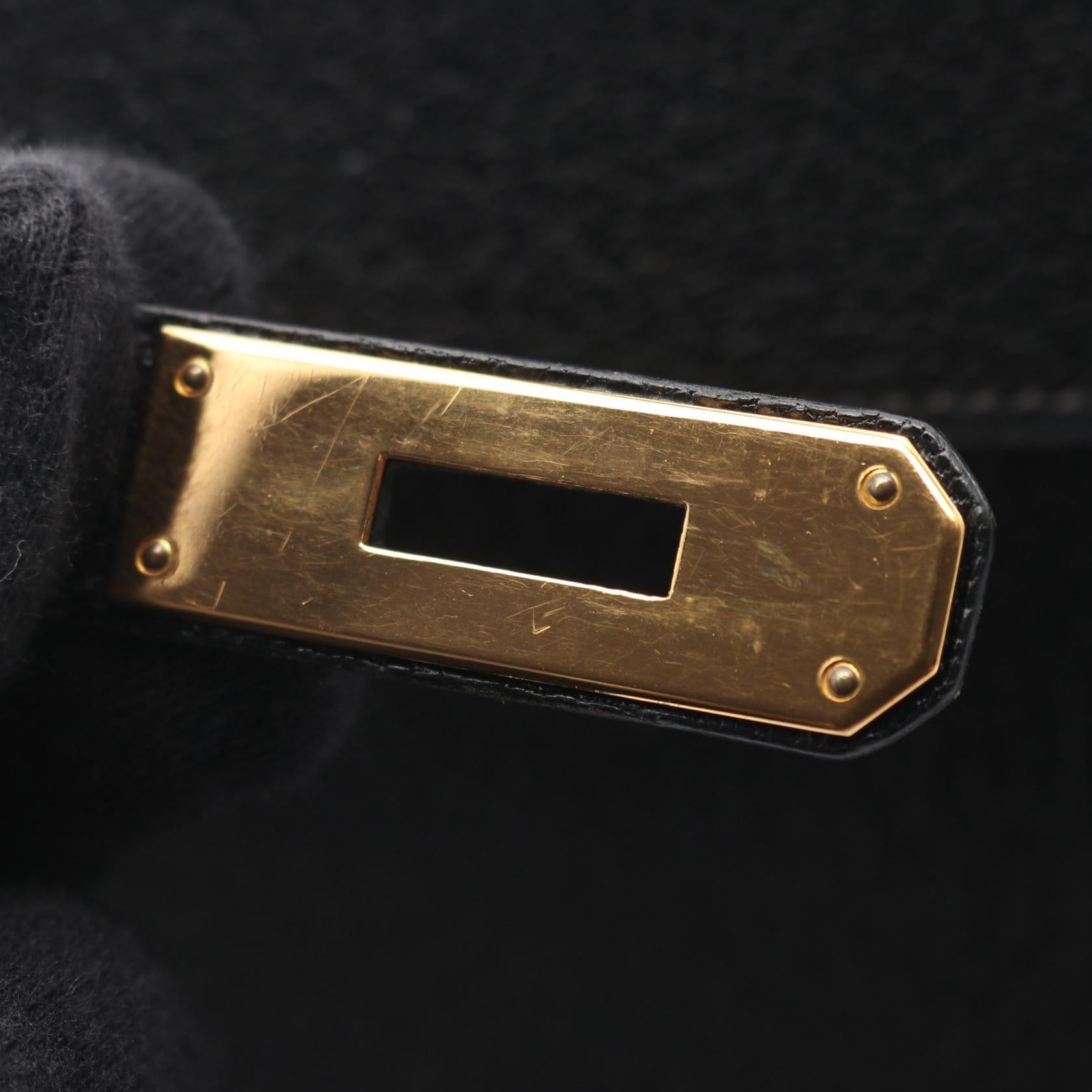 ケリー35 ハンドバッグ シェーブル ブラック ゴールド金具 □E刻印 エルメス バッグ HERMES