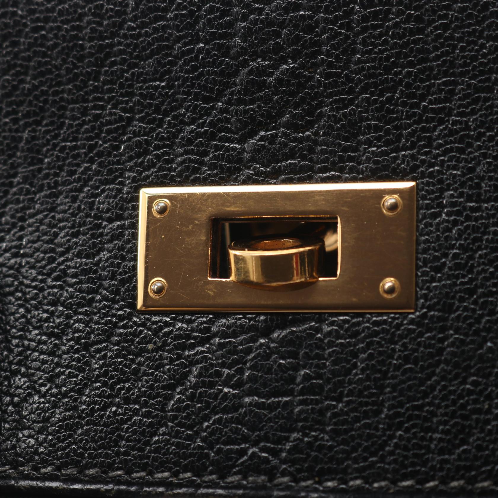 ケリー35 ハンドバッグ シェーブル ブラック ゴールド金具 □E刻印 エルメス バッグ HERMES