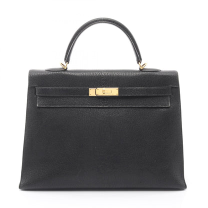 ケリー35 ハンドバッグ シェーブル ブラック ゴールド金具 □E刻印 エルメス バッグ HERMES