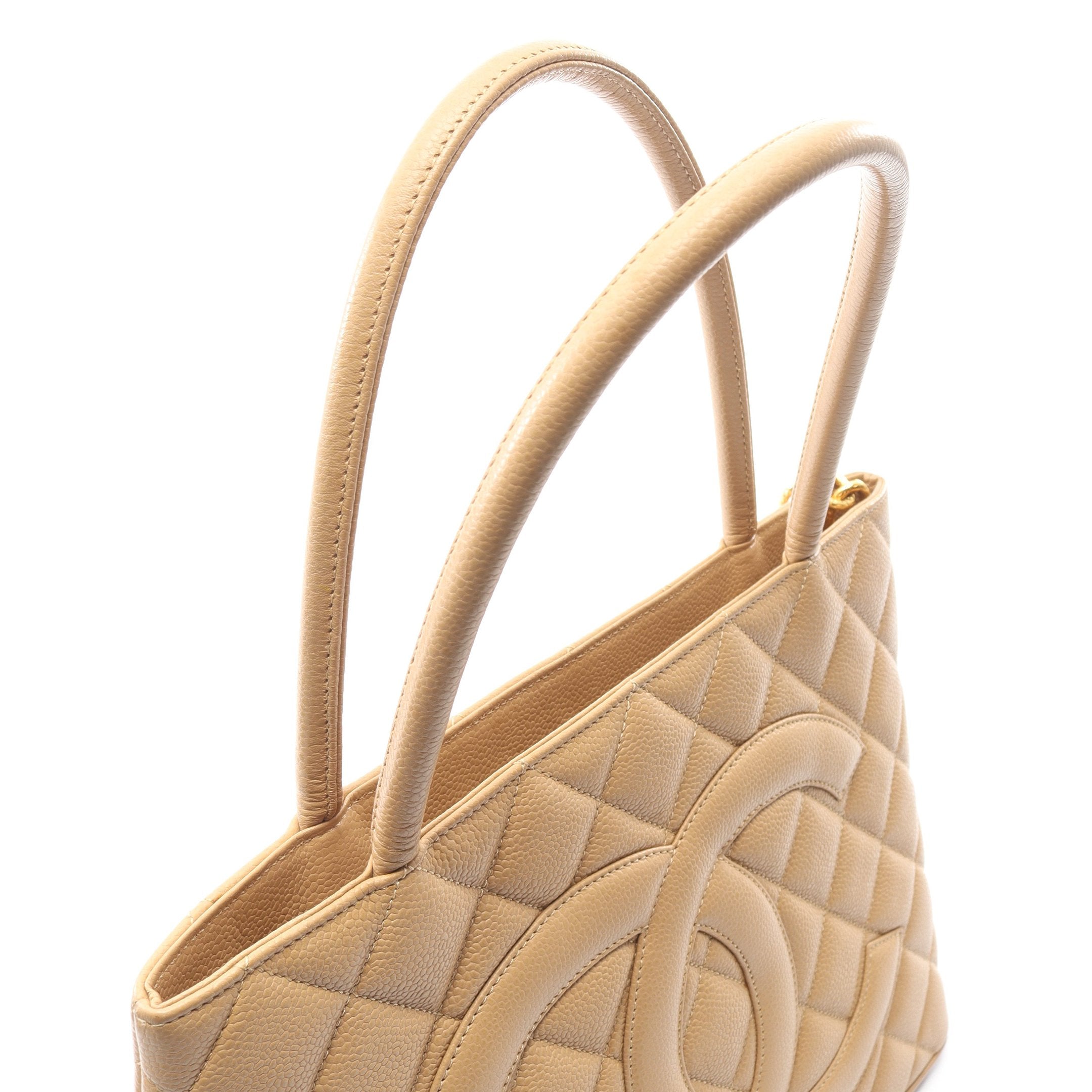 復刻トート ハンドバッグ トートバッグ キャビアスキン ベージュ