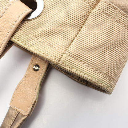 パリビアリッツPM ハンドバッグ トートバッグ コーティングキャンバス レザー シャンパンゴールド ベージュ シルバー金具 シャネル バッグ CHANEL
