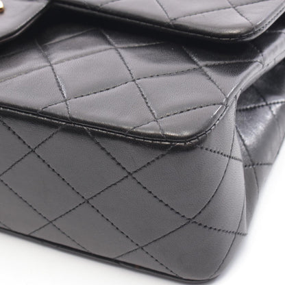 マトラッセ Wフラップ Wチェーンショルダーバッグ ラムスキン ブラック ゴールド金具 シャネル バッグ CHANEL
